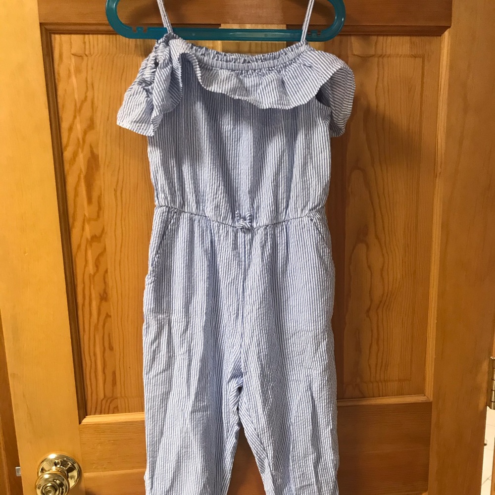 Blue white romper
